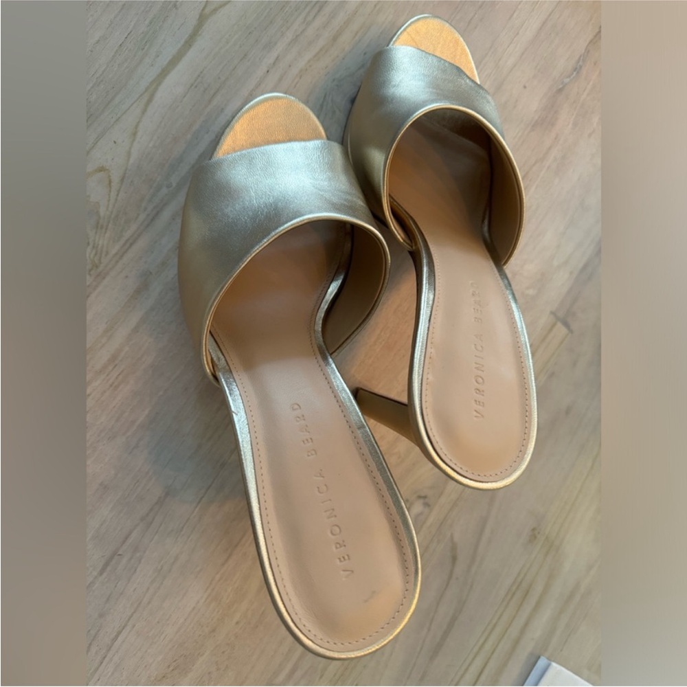 VERONICA BEARD Women's Gold Dali Platform Heel Sandal Shoes Size 10M. - Picture 2 of 7